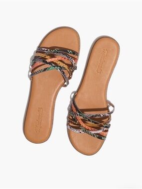 Madewell The Tracie Crisscross Slide Sandal in Snake Embossed Leather